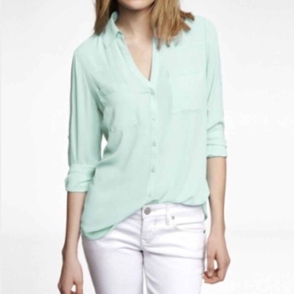 Express Portofino Blouse Mint Green Size L